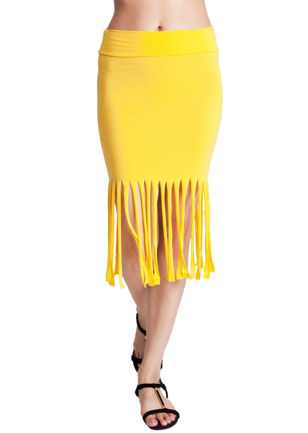 Clothes Effect  Woman Fringe Cut Pencil Skirt, Multiple Colors Available